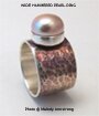 Pink Pearl Ring Hammered